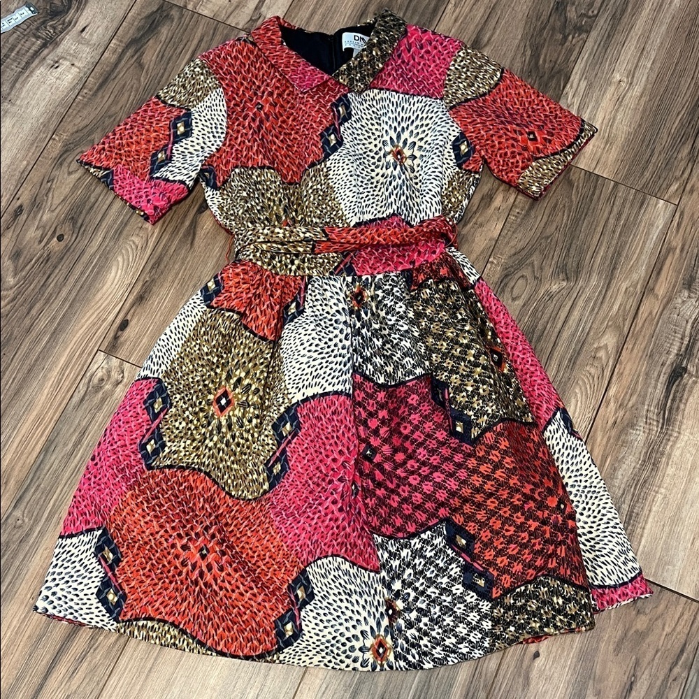 Anthropologie Doreen Mashika Legend & Song Dutch Wax Pili Dress Sz 2 Multicolor - Picture 3 of 13